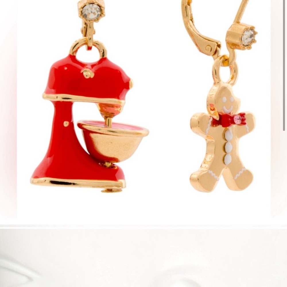 Betsey Johnson Red Mixer and Gingerbread Man Earrings